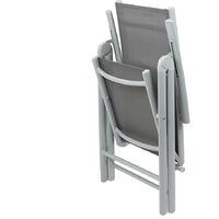 Strong Adjustable Aluminium Folding Garden Dining Chair Seats (2 Pack | Grey)