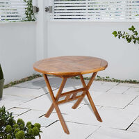 Folding Wooden Teak Round Garden Table 6 Seater Outdoor Dining Furniture Patio