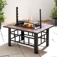 3 in 1 Fire Pit Table BBQ Grill & Ice Cooler Garden Patio Heater Log Coal Burner