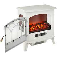 Freestanding Electric Stove Heater Wood Log Burner Cast Iron Effect LED Flame