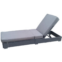 Grey Rattan Recliner Sun Lounger Day Bed Chair Outdoor Garden Patio Furniture