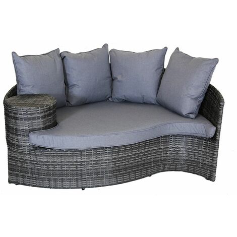 charles bentley rattan day bed with canopy grey