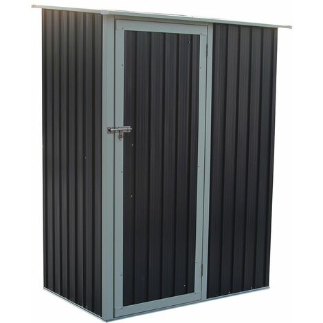 Charles Bentley 4.7ft x 3ft Metal Storage Shed Grey Small Roof Door Apex - Grey