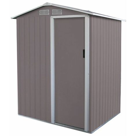 Charles Bentley 4.9ft x 4.3ft Metal Storage Shed Grey Small Apex H186 x W150 cm - Gray