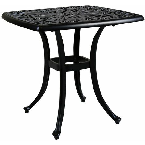 Charles Bentley Cast Aluminium Black Side Table Patio Poolside Garden Furniture - Black