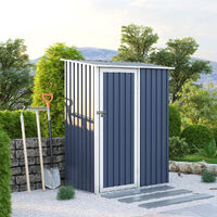 Charles Bentley 4.7ft x 3ft Metal Storage Shed Grey Small Roof Door Apex - Grey