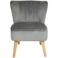 Charles Bentley Velvet Upholstered Pleated Retro Wingback Occasional Chair Grey - Grey