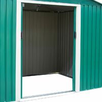 Charles Bentley 8ft x 6ft Dark Green Metal Garden Storage Shed Zinc Floor Frame - Green