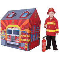 Charles Bentley Fire Station/Firefighter Play Tent/Wendy House/Playhouse/Den - Multi-Coloured