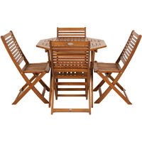 Charles Bentley FSC Acacia Wooden Octagonal Table & Chairs 5pc Set - Natural