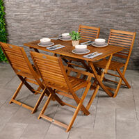 Charles Bentley FSC Acacia Hardwood 5pc Garden Furniture Set - Table & 4 Chairs - Natural