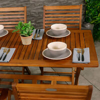 Charles Bentley FSC Acacia Hardwood 5pc Garden Furniture Set - Table & 4 Chairs - Natural