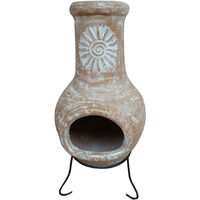 Charles Bentley Outdoor Medium Natural Clay Chiminea Patio Heater - Off-White