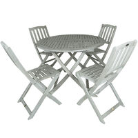 Charles Bentley FSC Acacia White Washed Wooden Outdoor Patio Dining Set - 4 Seat - White