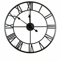 Charles Bentley Round Skeleton Clock with Roman Numerals Matte Black 60cm - Matte black