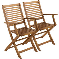 Charles Bentley FSC Acacia Wooden Pair of Foldable Outdoor Dining Armchairs - Natural