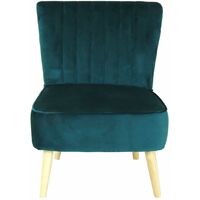 Charles Bentley Velvet Cocktail Occasion Accent Chair Solid Wood Legs Green - Forest green