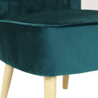 Charles Bentley Velvet Cocktail Occasion Accent Chair Solid Wood Legs Green - Forest green