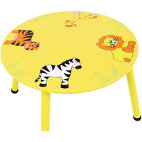 Charles Bentley Wood Safari Table & Chairs 2 Chairs Set Childrens Furniture - Multi-Coloured