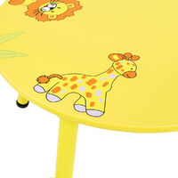 Charles Bentley Wood Safari Table & Chairs 4 Chairs Set Childrens Furniture - Multi-Coloured