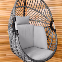 Charles Bentley Egg Shaped Swing Chair H203 x D126 x W126cm Grey Hanging Seat - Black, Grey