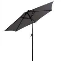 Charles Bentley Garden Metal Patio Garden Umbrella Parasol Crank & Tilt - Grey - Grey
