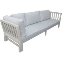 Charles Bentley FSC Acacia White Washed Wooden Corner Lounge Set Grey Cushions - White, Grey