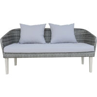 Charles Bentley Mixed Material Wicker Madrid Lounge Set Sofa Chairs Coffee Table - Grey