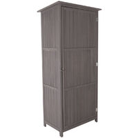 Charles Bentley FSC Wooden Storage Shed - Grey H190 x D56 x W86cm Tall Outdoor