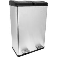 Charles Bentley 60L Stainless Steel Recycle Pedal Bin with 2 Compartments - Silver