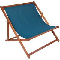 Charles Bentley FSC Eucalyptus Wooden Double Deck Chair for Outdoors and Garden - Blue