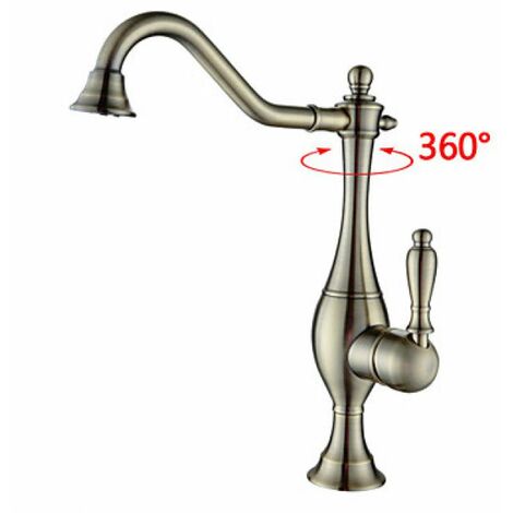 Küchen-Armatur mit geschwungenem Auslauf, Ausführung in antiker Bronze