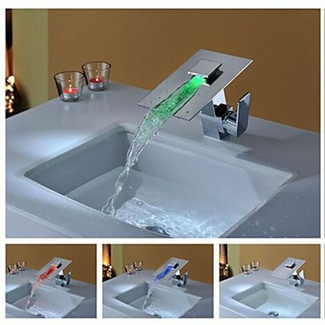 Waschtisch-Armatur mit LED-Leuchte in wechselnden Farben (3 Farben