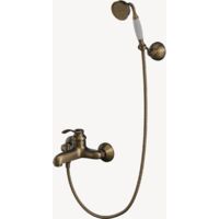 Dusch- und Badewannen-Armatur in antikem Messing, zur Wandmontage