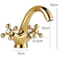 Badarmatur Farbe Gold mit zwei Hebeln, Ausführung in Messing, modernes