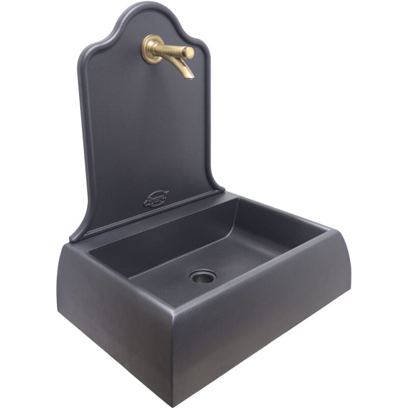FONDERIA BONGIOVANNI Rubinetto Giardino MOD. 303L - Ottone Lucido, Rosone Fiore Grigio Ghisa - Per Fontana A Muro - 4