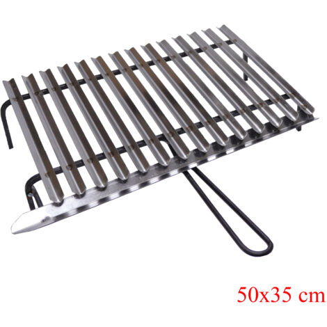 Graticola in acciaio, griglia inox per barbecue con recupero oli + omaggio scegli la misura: 50x35 cm