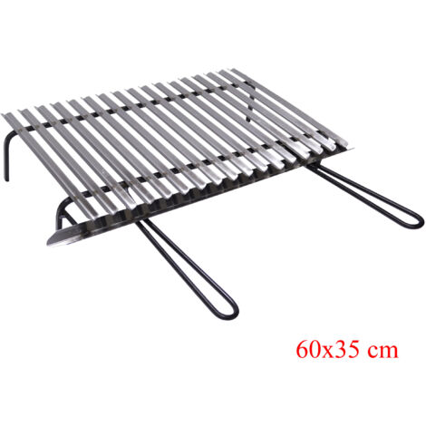 Graticola in acciaio, griglia inox per barbecue con recupero oli + omaggio scegli la misura: 60x35 cm