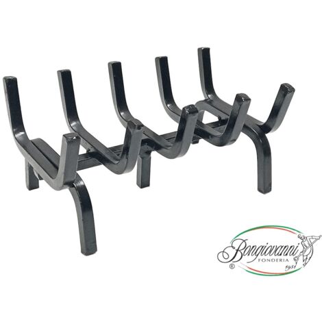 Brucialegna in ferro con piedino di rinforzo per barbecue stufa camino : 31x20x15 h cm