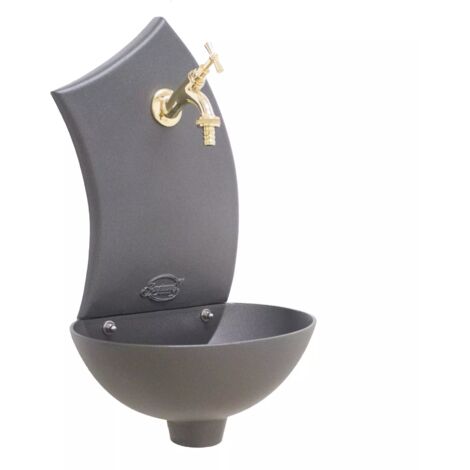 Fontana a muro Pinta per casa giardino esterno parete balcone con rubinetto a scelta : con rubinetto ottone lucido