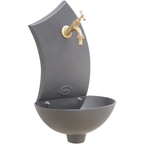Fontana a muro Pinta per casa giardino esterno parete balcone con rubinetto a scelta : con rubinetto ottone brunito