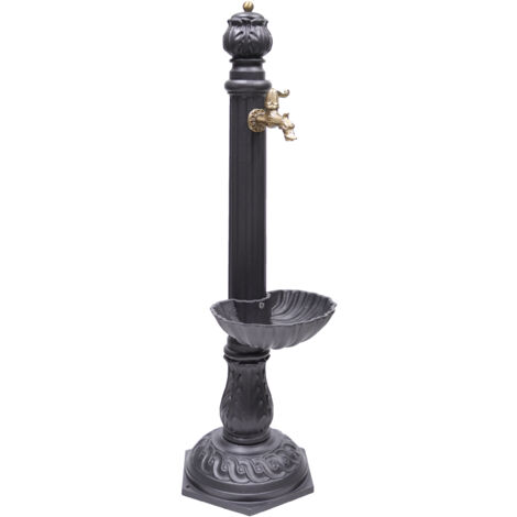 Fontana a colonna Venere per casa giardino colore grigio ghisa con vasca con o senza rubinetto in ottone a scelta : rubinetto 147/C (1/5)