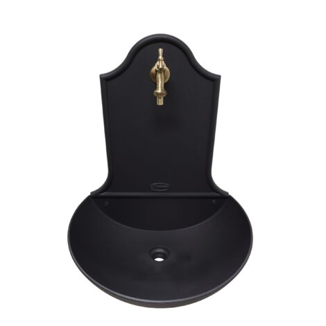 Fontana A Muro Malta Colore Ghisa Per Casa E Giardino Con Rubinetto E Sifone In Ottone Brunito 67332156