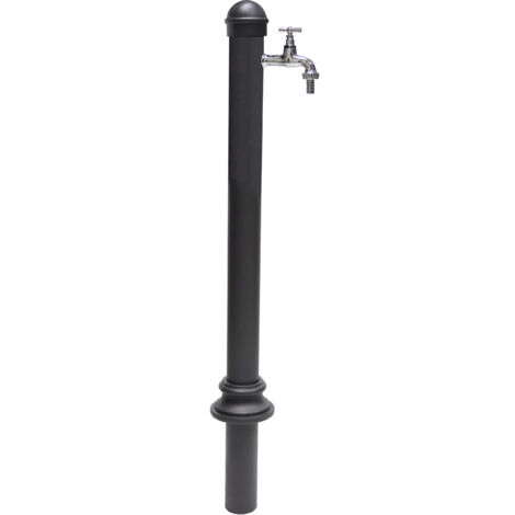Fontana a colonna Erice per casa giardino colore grigio ghisa con rubinetto in ottone cromato modello 195C