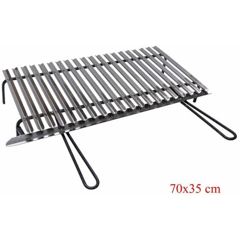 Graticola griglia pesante in acciaio con piedi 50x35 cm per arrostire barbecue 