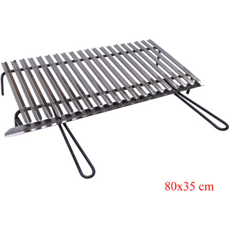 Graticola in acciaio, griglia inox per barbecue con recupero oli + omaggio scegli la misura: 80x35 cm