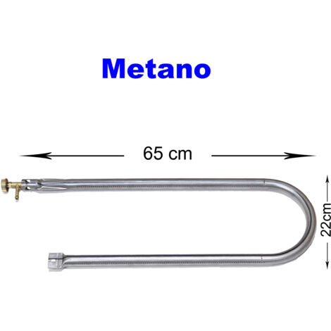 Bruciatore a gas Gpl Metano per barbecue pietra ollare piastra ghisa scegli la misura e il rubinetto : 65x22 cm metano