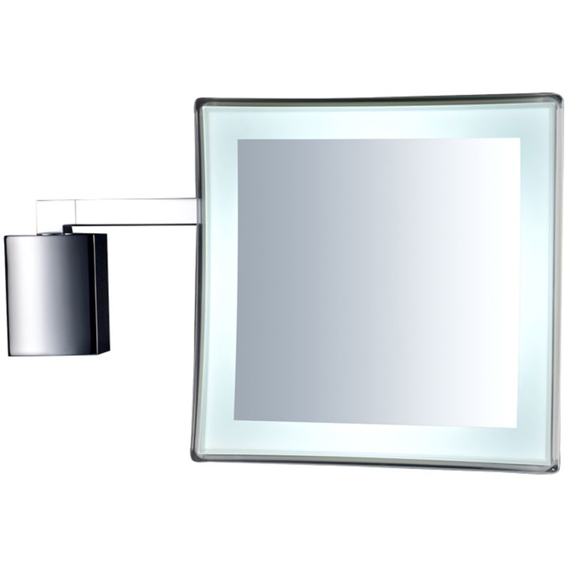 JVD 866610 - Specchio ingranditore Eclips con Braccio in Ottone. Illuminato Quadrato 