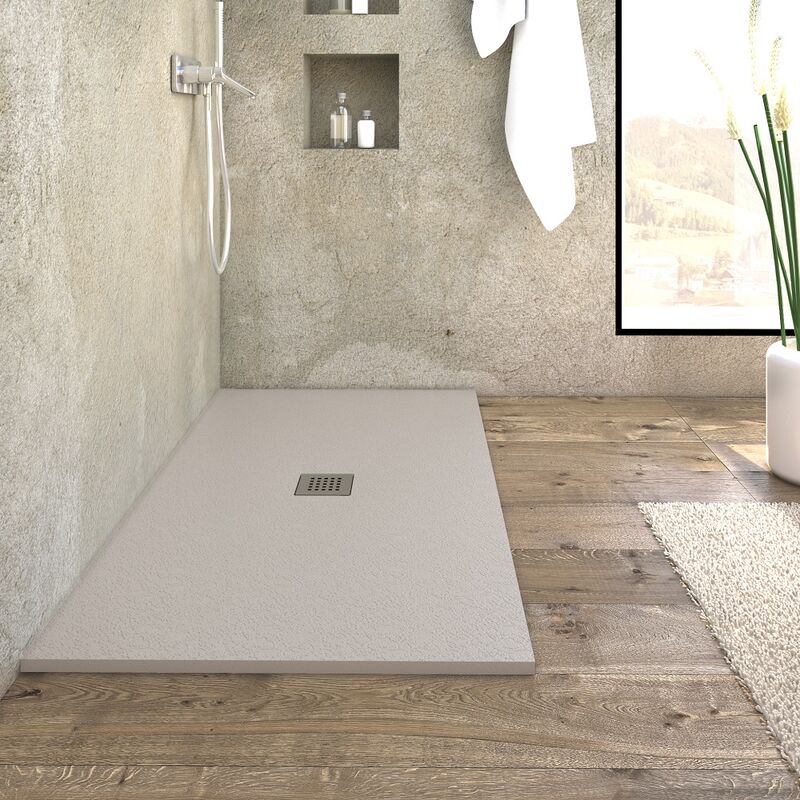 Piatto doccia rettangolare 80x120 colore nero finitura pietra per bagno  moderno