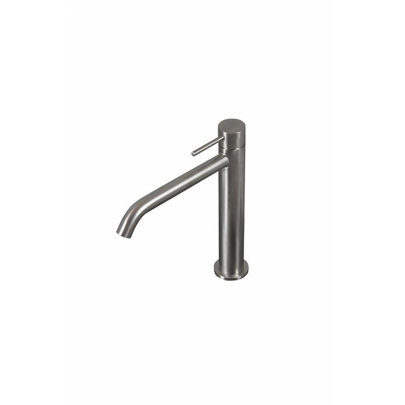 Rubinetto miscelatore alto 228 mm per lavabo in acciaio inox 316L